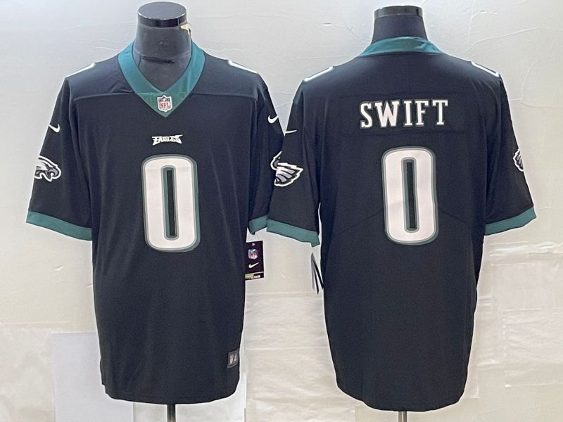 Men Philadelphia Eagles 0 Swift Black Nike Vapor Limited NFL Jersey style 1